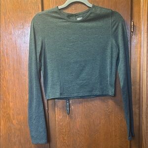 Girlfriend Collective Women's Long Sleeve Cropped Crewneck Top - Dark Green